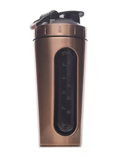 FitRule Шейкер алюминиевый с прозрачной вставкой 700ml (Золотой Розовый)