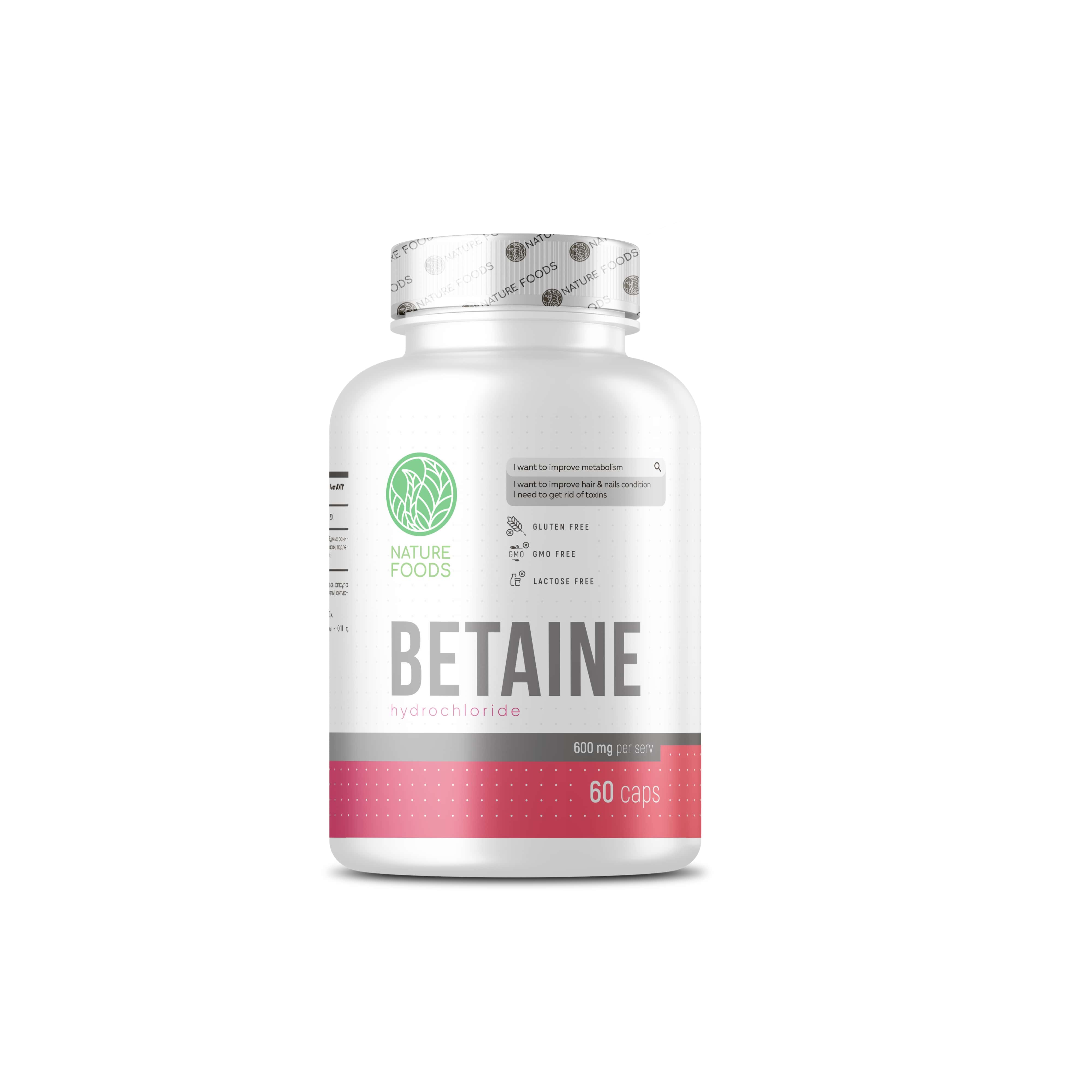 Nature Foods Betaine Hydrochloride 600 mg 60 caps