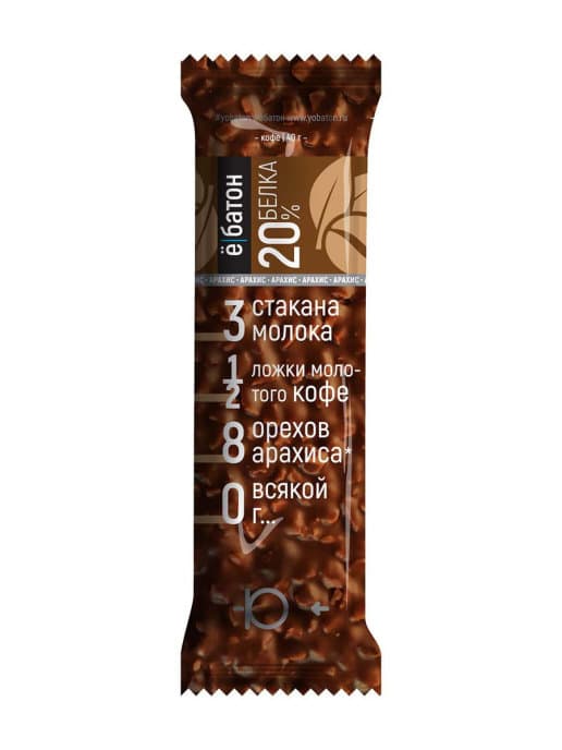 Ё/Батон Батончик с арахисом вкус кофе в шоколадной глазури 40g фото