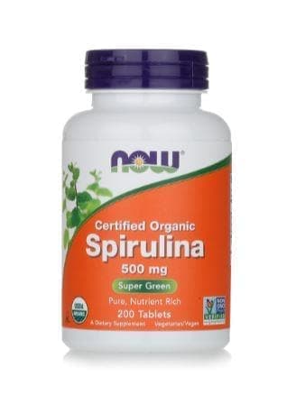 NOW Organic Spirulina 500mg 200 tabs фото
