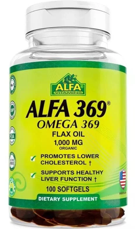 Alfa Vitamins Omega 3-6-9-Organic Flax Oil 1000 mg 100 caps фото